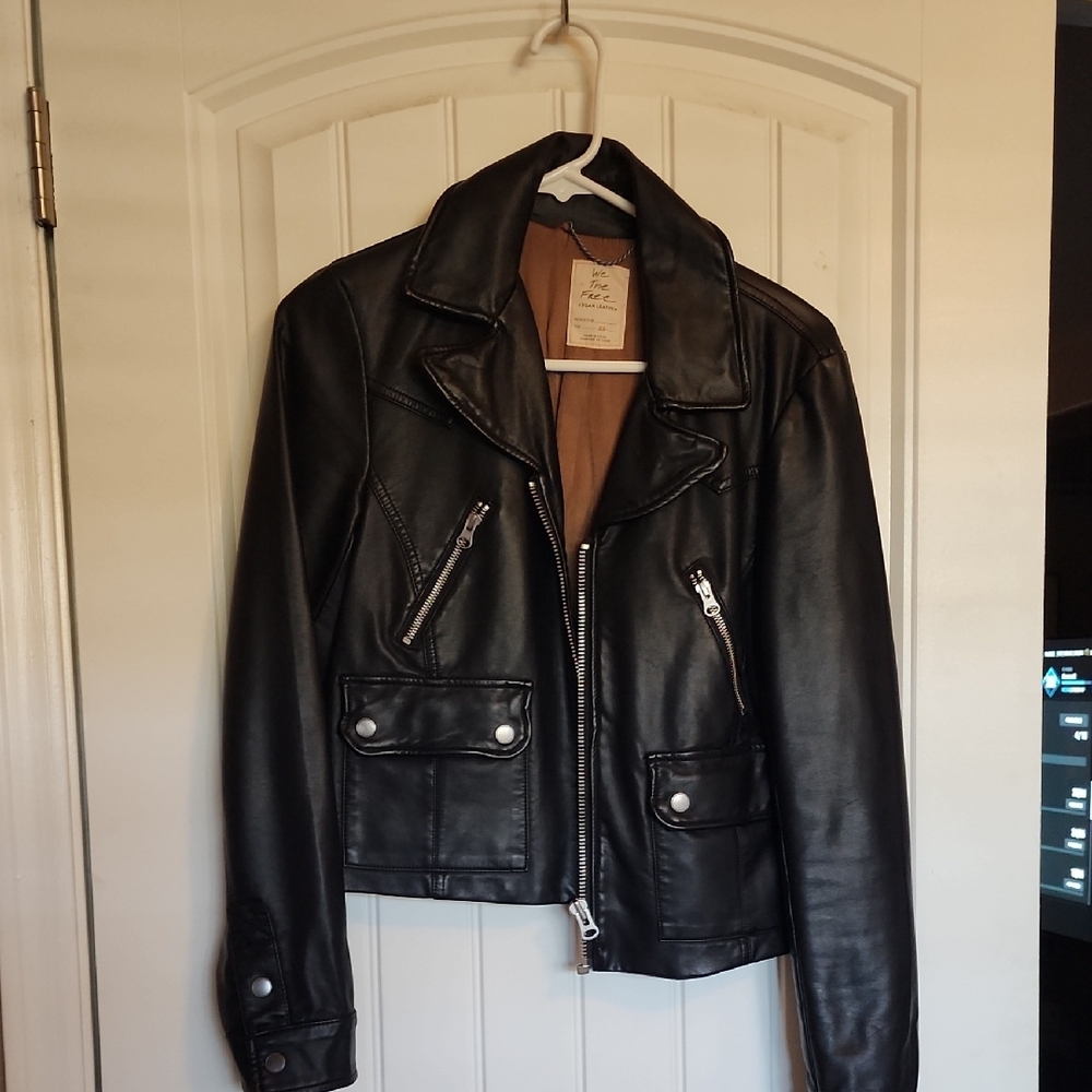 Black Faux Leather Jacket by Free People/ We The Free